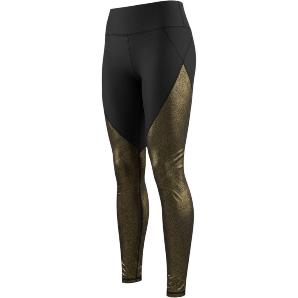 Old Navy Active Leggings Womens S‎ Black Gold Metallic Foil Colorblock High Rise
